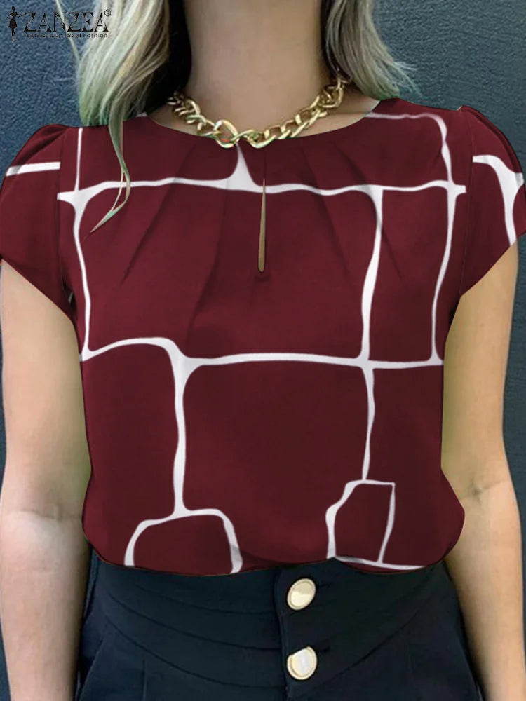 Stijlvolle Blouse met Korte Mouwen en Print