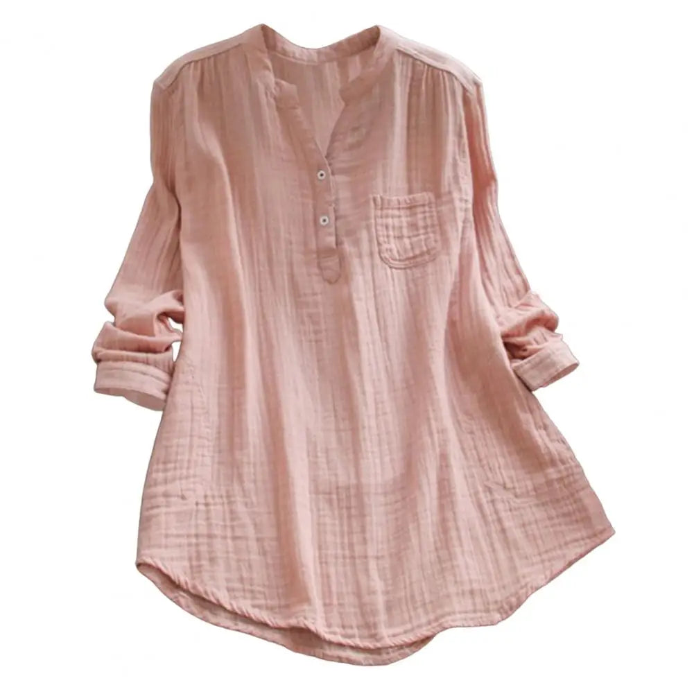 Vintage Blouse met Semi-Open V-hals