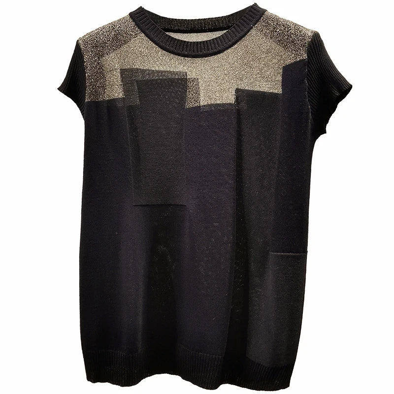 Zomer Patchwork Gebreide Blouse van Eleganza Couture