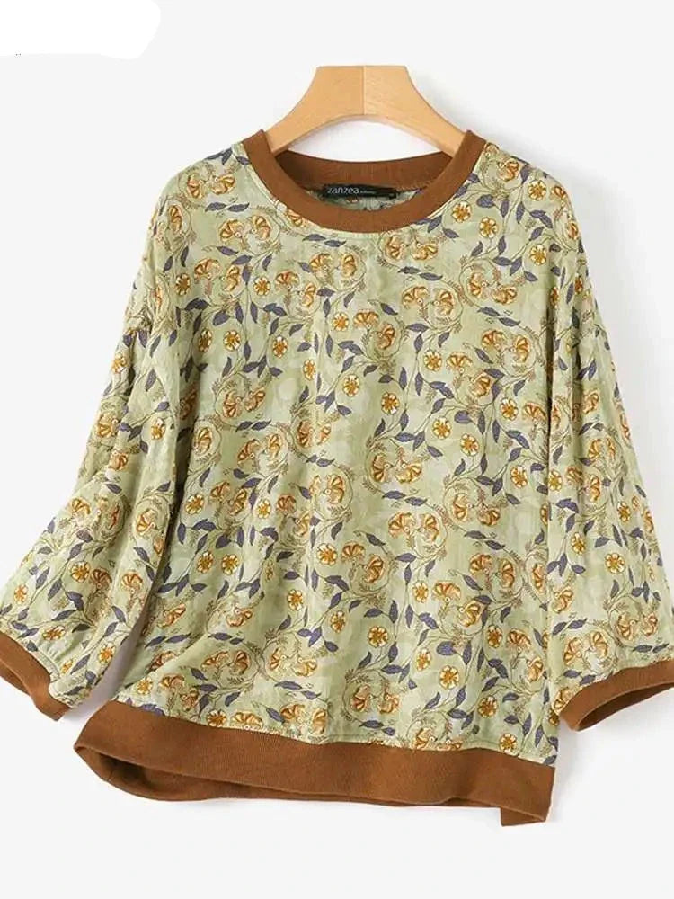 Vintage Zomerse Bloemenprint Blouse