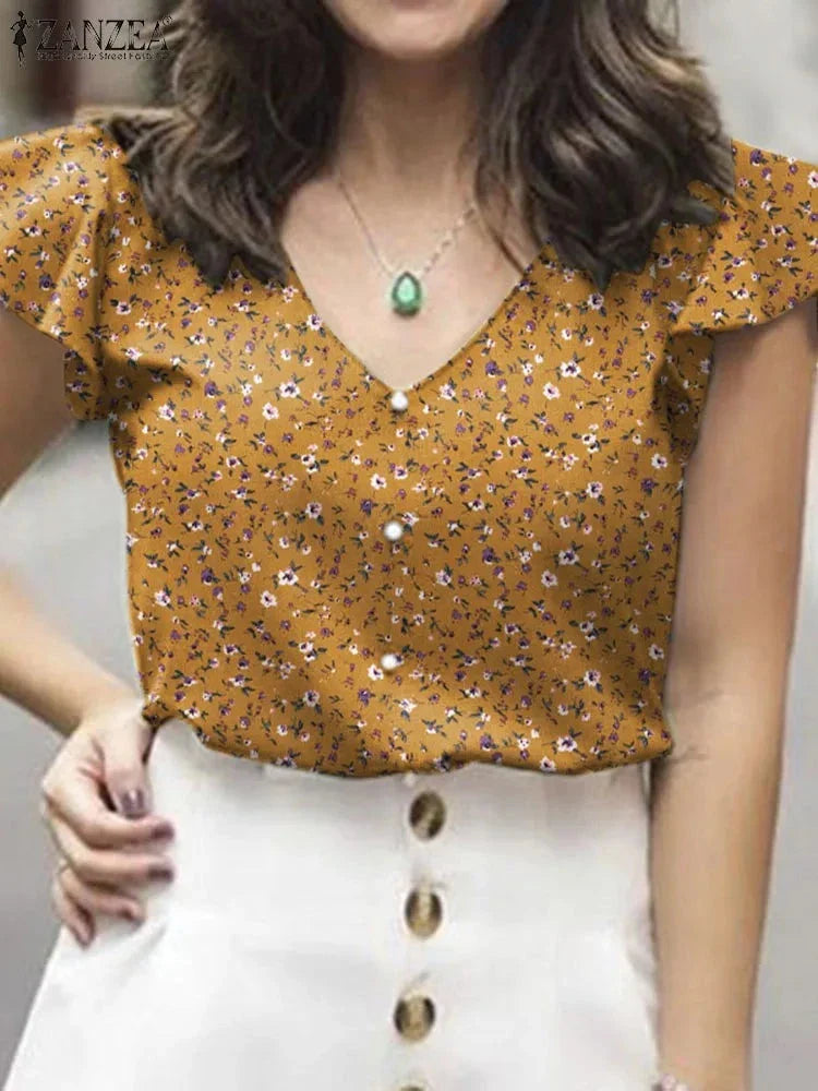 Zomerse Pracht Blouse: Bloemenprints van Zanzea