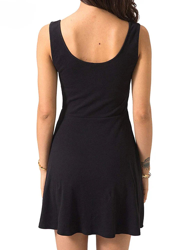 ZonnigeDames Hoge Taille Slim Fit Flare Skater Mini Tank Jurk