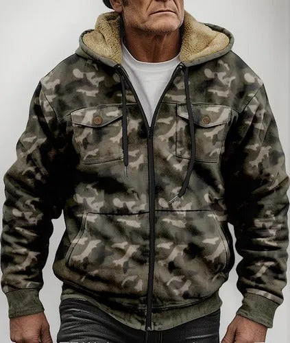 Enrico | Giacca cargo mimetica con cappuccio