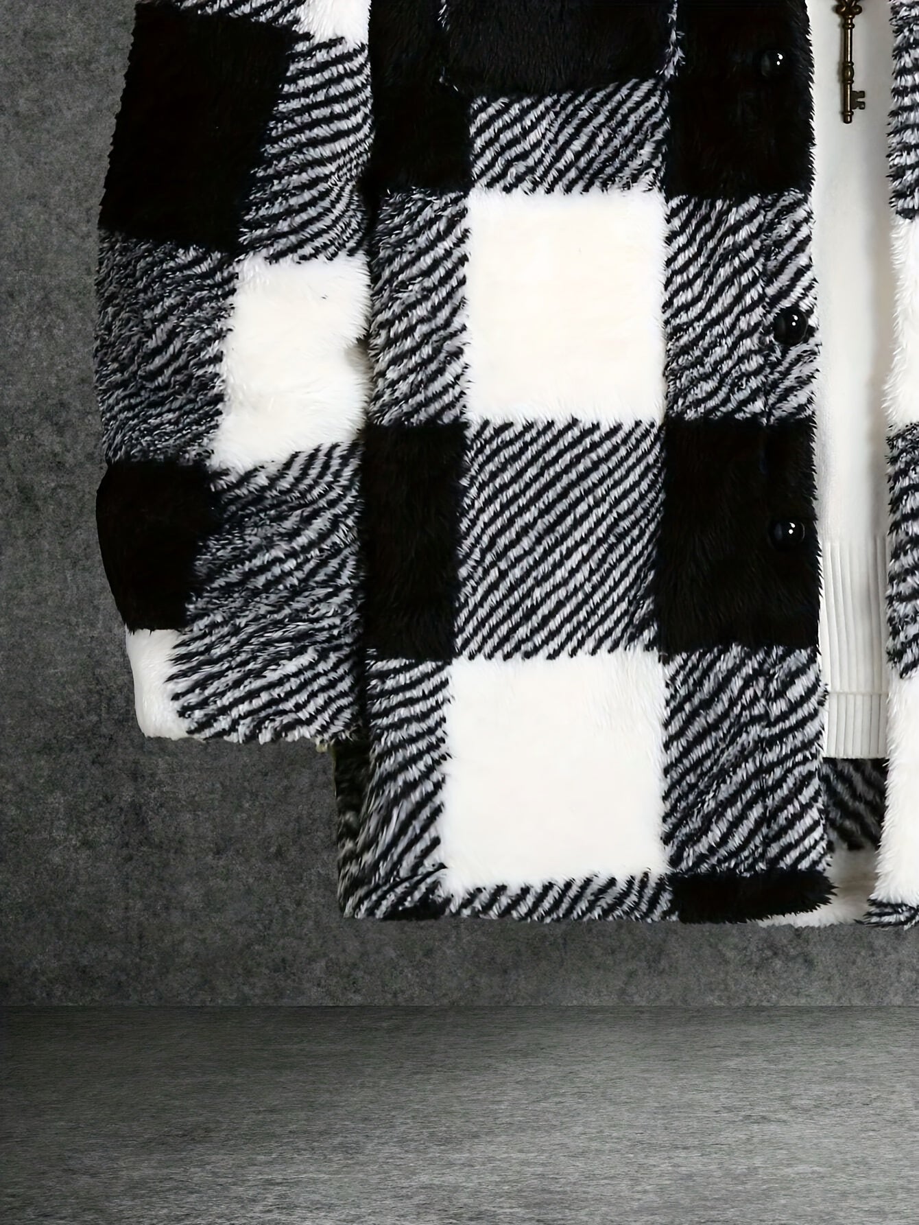 Heren Fleece Jas Zwart Wit Geruit Warm - Riley