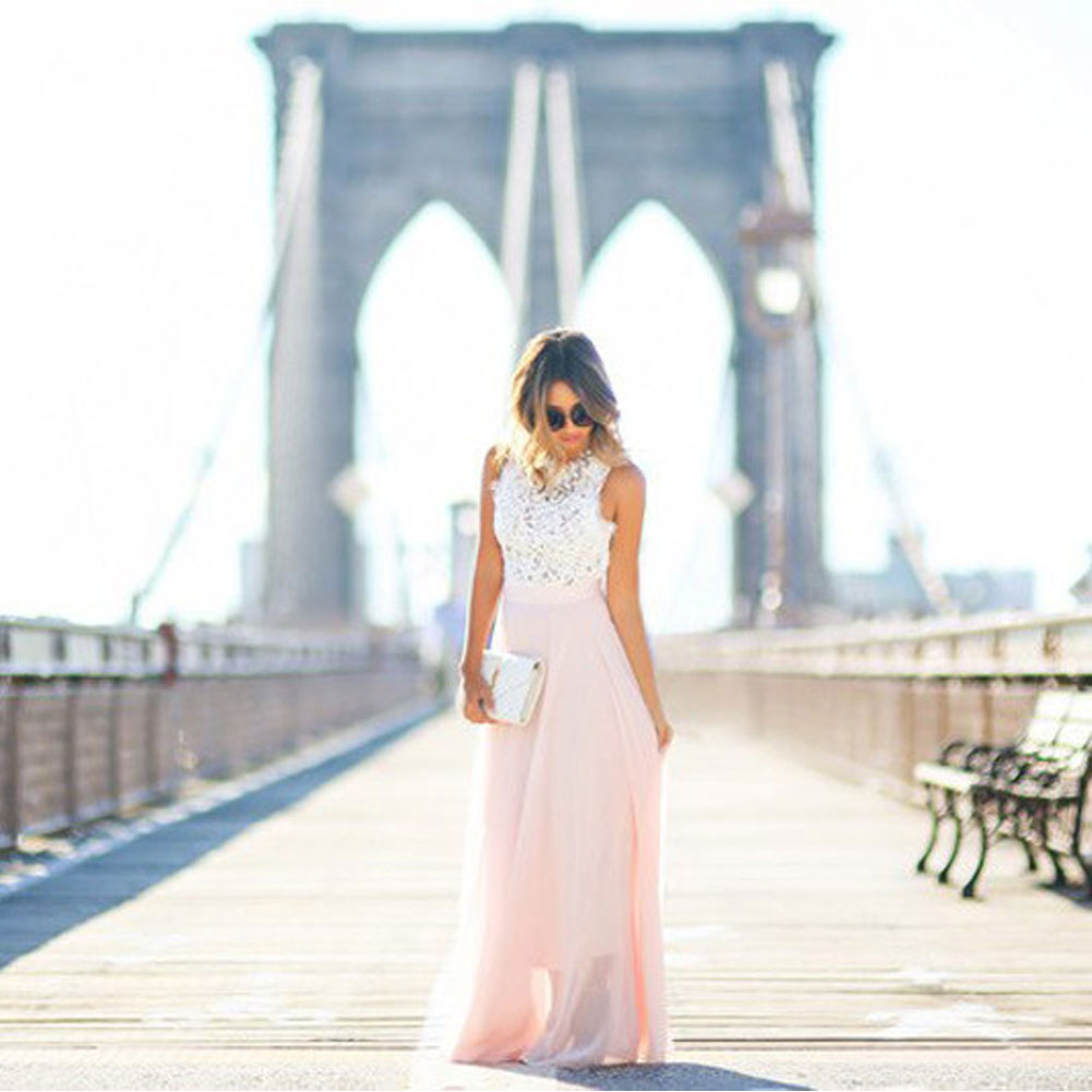 Maxi Jurk Wit Chiffon voor Bruiloft en Feesten