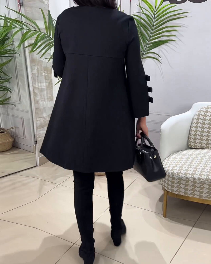 Zwarte Jurk met Lange Mouwen Casual Vrouwenjurk