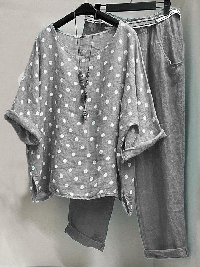 Dames Set met Stippenprint Thessa