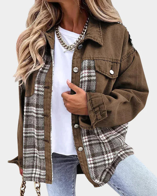 Geruite Jas Casual Chic voor Dames