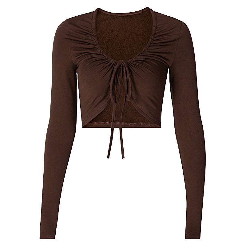 Dames Top Lange Mouwen Strik Detail Aansluitend