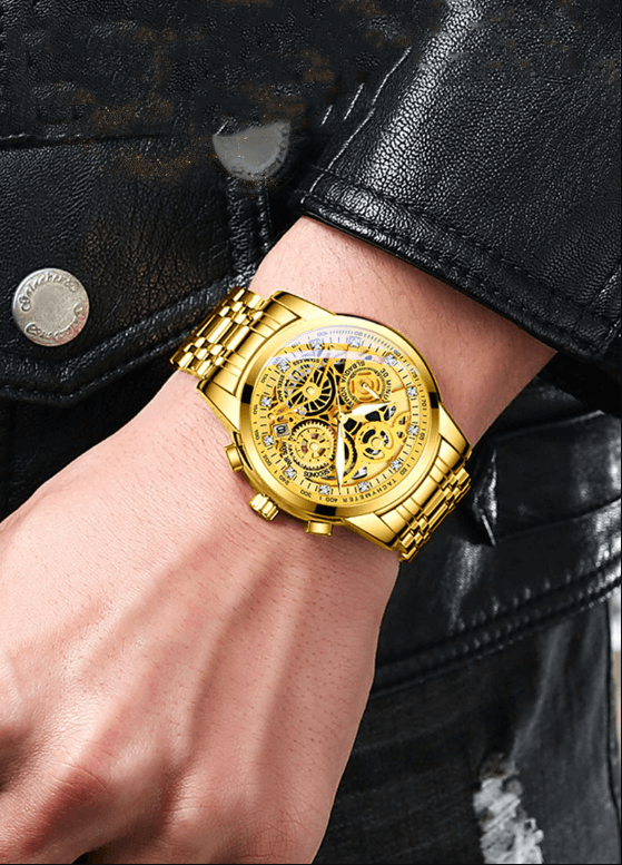 Herenskeletonhorloge Eclipse Zwart Leerband