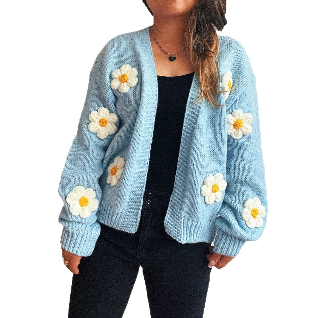 Dames Gebreide Vest met 3D Bloemen Stijlvol Warm