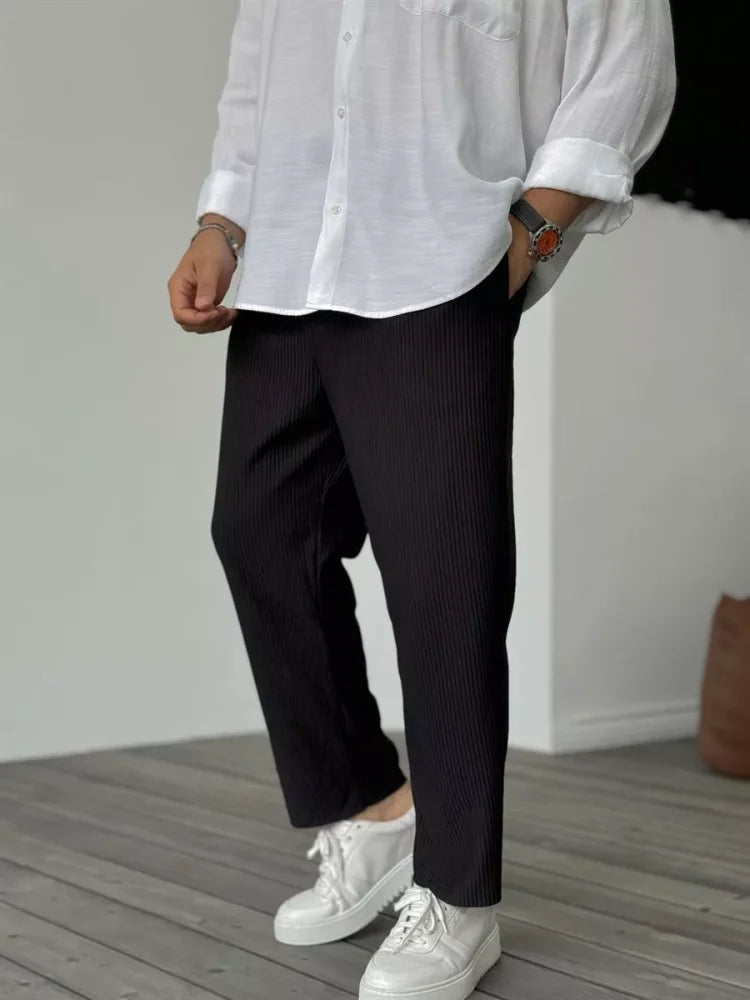 Herenbroek van Zachte Stof Luxe Italiaanse Stijl Alessio