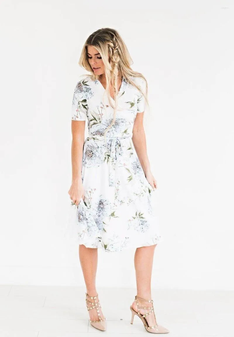 Gebloemde Midi Jurk voor Vrouw Zomer