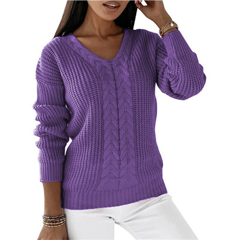 Dames Trui Gebreid V-hals Met Twist Detail