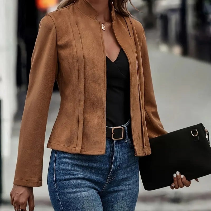 Dames Suède Jas Elegante Tijdloze Perfecte Pasvorm