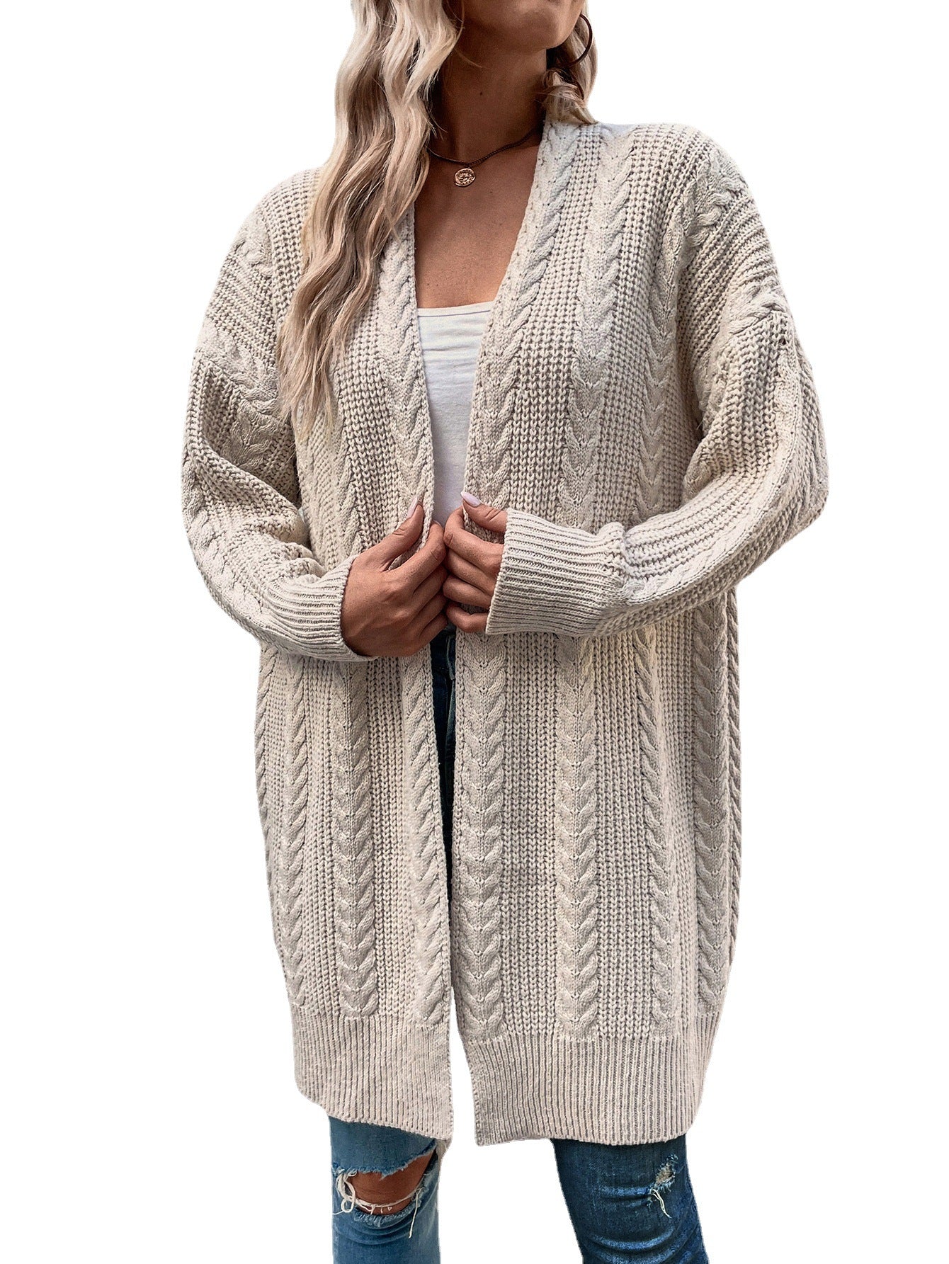 Dames Gebreide Vest Oversized met Kabelpatroon