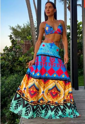 Strandkleding Set: Bh en Rok met Open Taille voor Vrouw - Mode Vibes