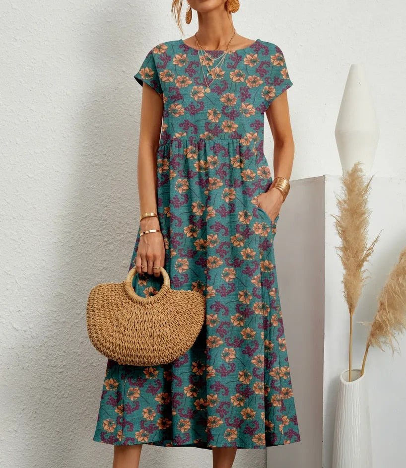 Federica | Abito Estivo Lungo Cotone, Elegante e Comodo