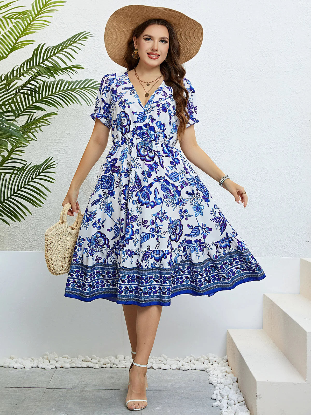 Plus Size Jurk Vrolijke Zomerjurk Stijlvolle Vrouwelijke Jurk