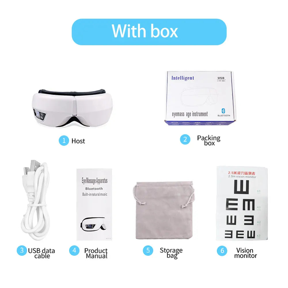 Oogmassage Apparaat met Warmte, Trilling en Bluetooth Muziek