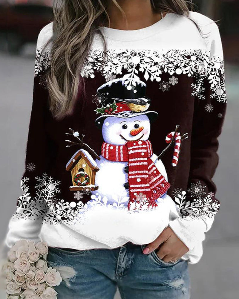 Kerst Sweatshirt Vrouw Snowman Winterse Feesttrui Zachte Stof