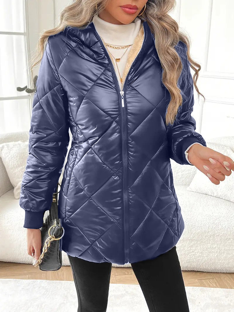 Dames Gewatteerde Jas met Capuchon Warm en Stijlvol Quilted Design