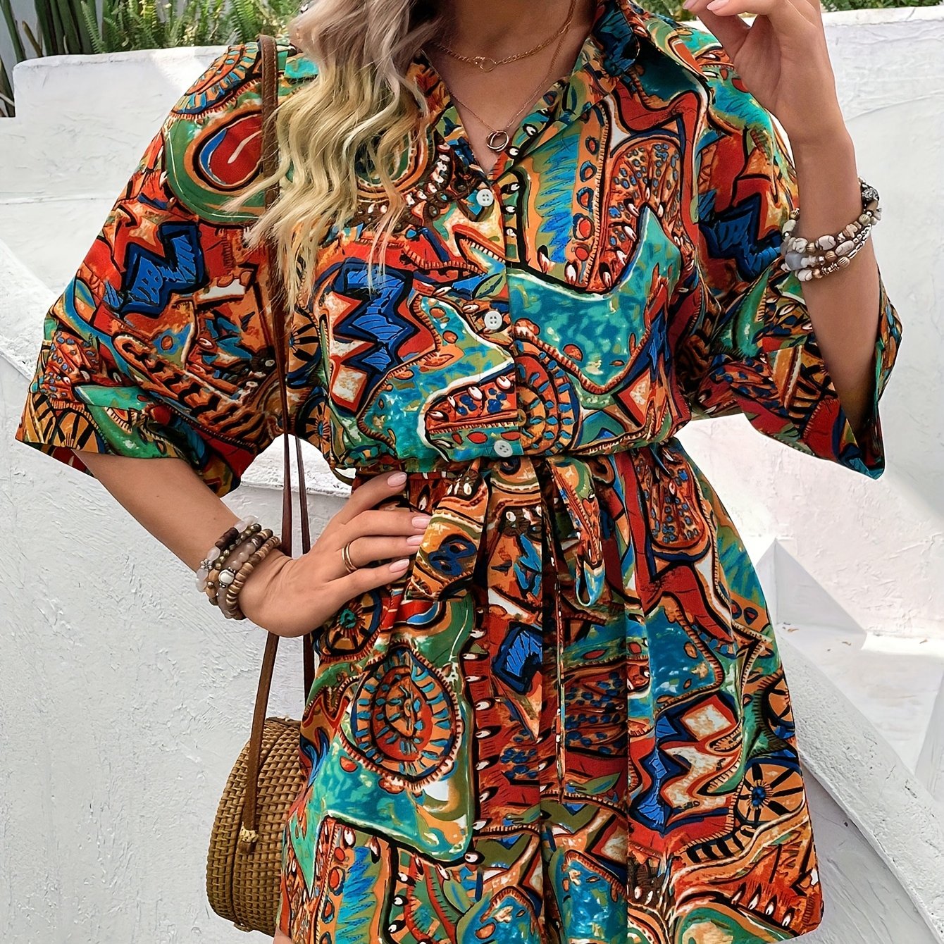 VELANORA- Bloemenprint Korte Romper