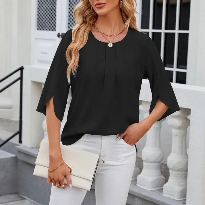 Lena | Blusa unica con pieghe e maniche a sbuffo