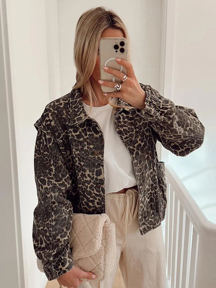 Kort Vest met Luipaardprint voor Vrouw Casual Stijl - Mode Vibes