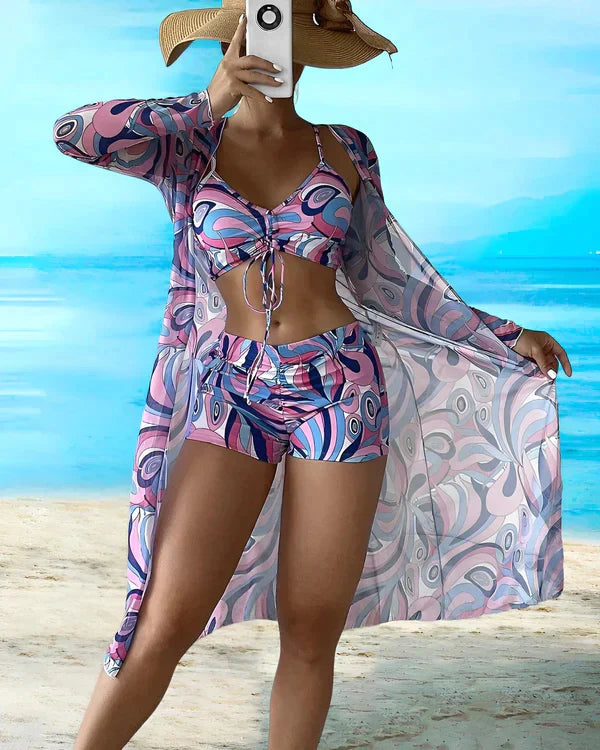 Bikiniset Bloemmotief 3-delig Zomer Badpak