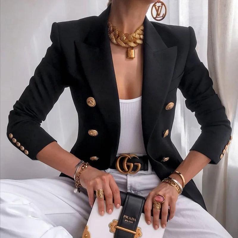 Dames Blazer Double-Breasted Klassiek Elegant
