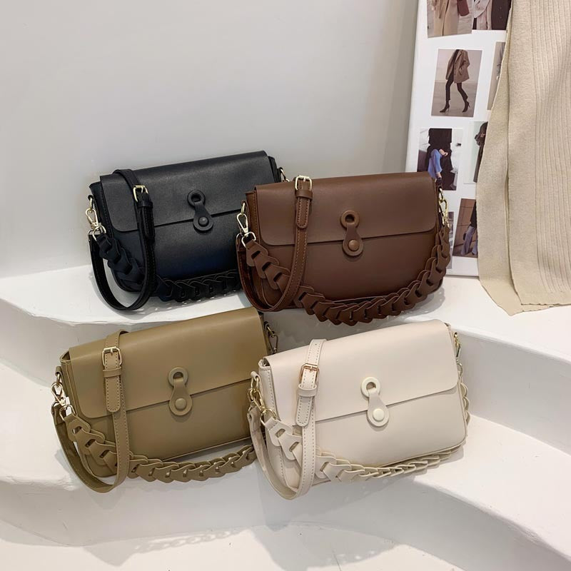 Dames Schoudertas Gevlochten Detail Trendy Lake Stijl