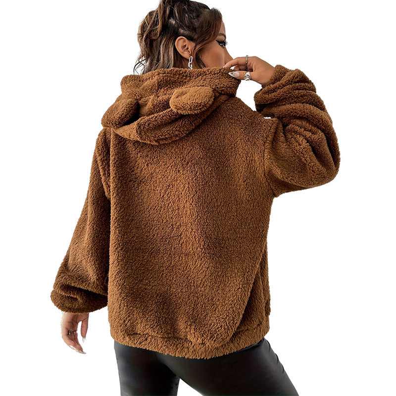 Dames Teddy Hoodie Zacht Stijlvol Trendy Sweatshirt