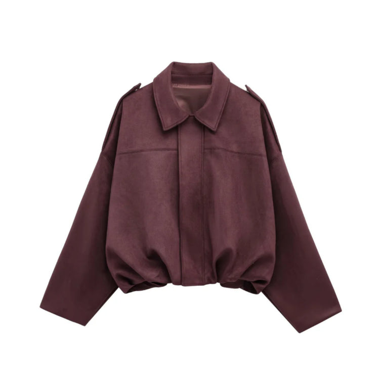 Dames Leren Look Jas Suède Stijlvol en Trendy
