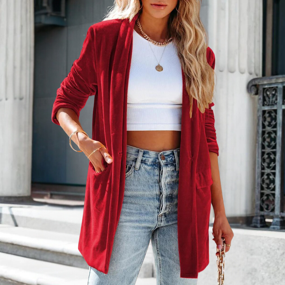 Fluwelen Jas Zomerse Elegant Zwart