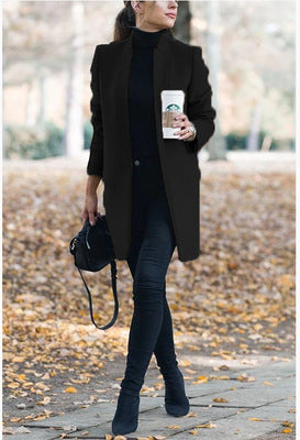 Dames Winterjas Lange Coat met Opstaande Kraag