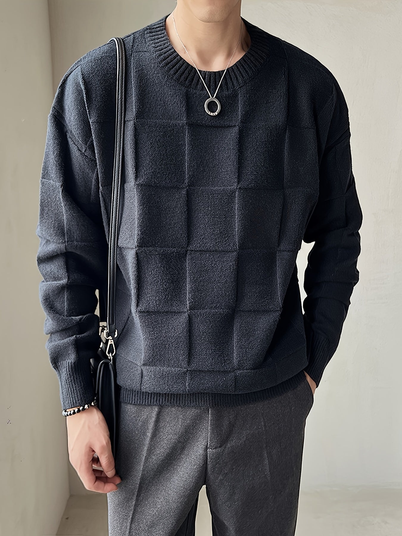 Gebreide Sweater Ronde Hals Stretch Mannen