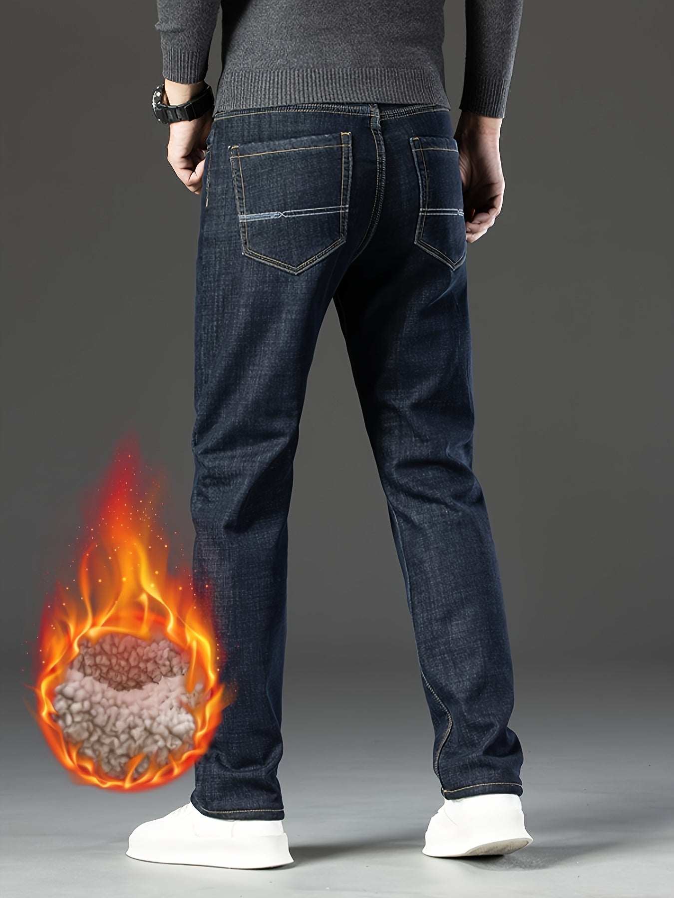 Heren Winterjeans Fleecevoering Warm Grijs