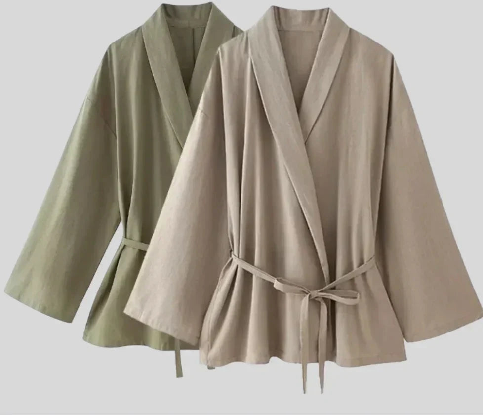 Linnen Kimono Set voor Dames Zomer Luchtig Comfortabel