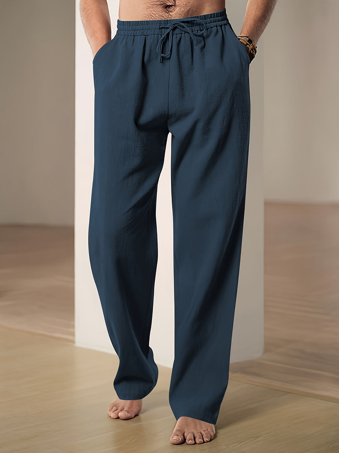 Heren Linnen Broek | Elastische Taille & Ademend Comfort | Relaxed Fit Voor Zomer & Dagelijks Gebruik