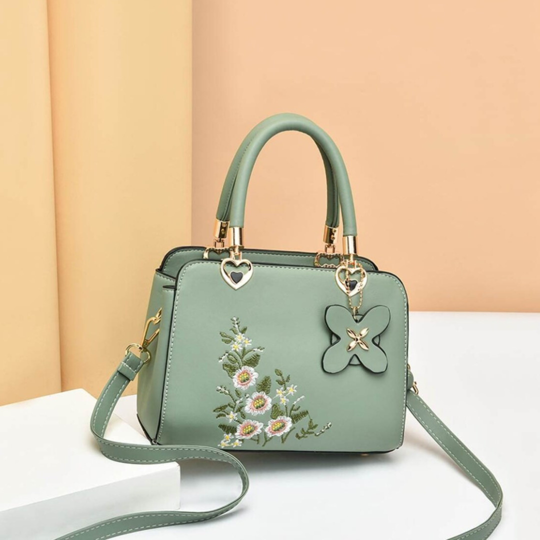 Kleine Crossbody Tas met Bloemen Borduursel