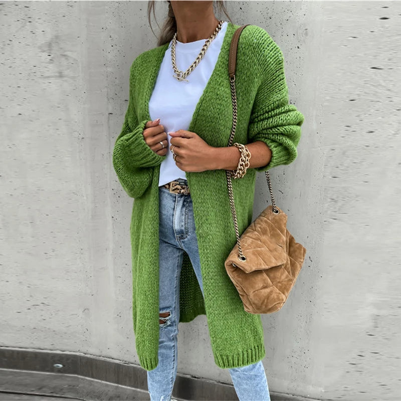 Elegante Kasjmier Damescardigan op Middellange Lengte – Voor Herfst en Winter