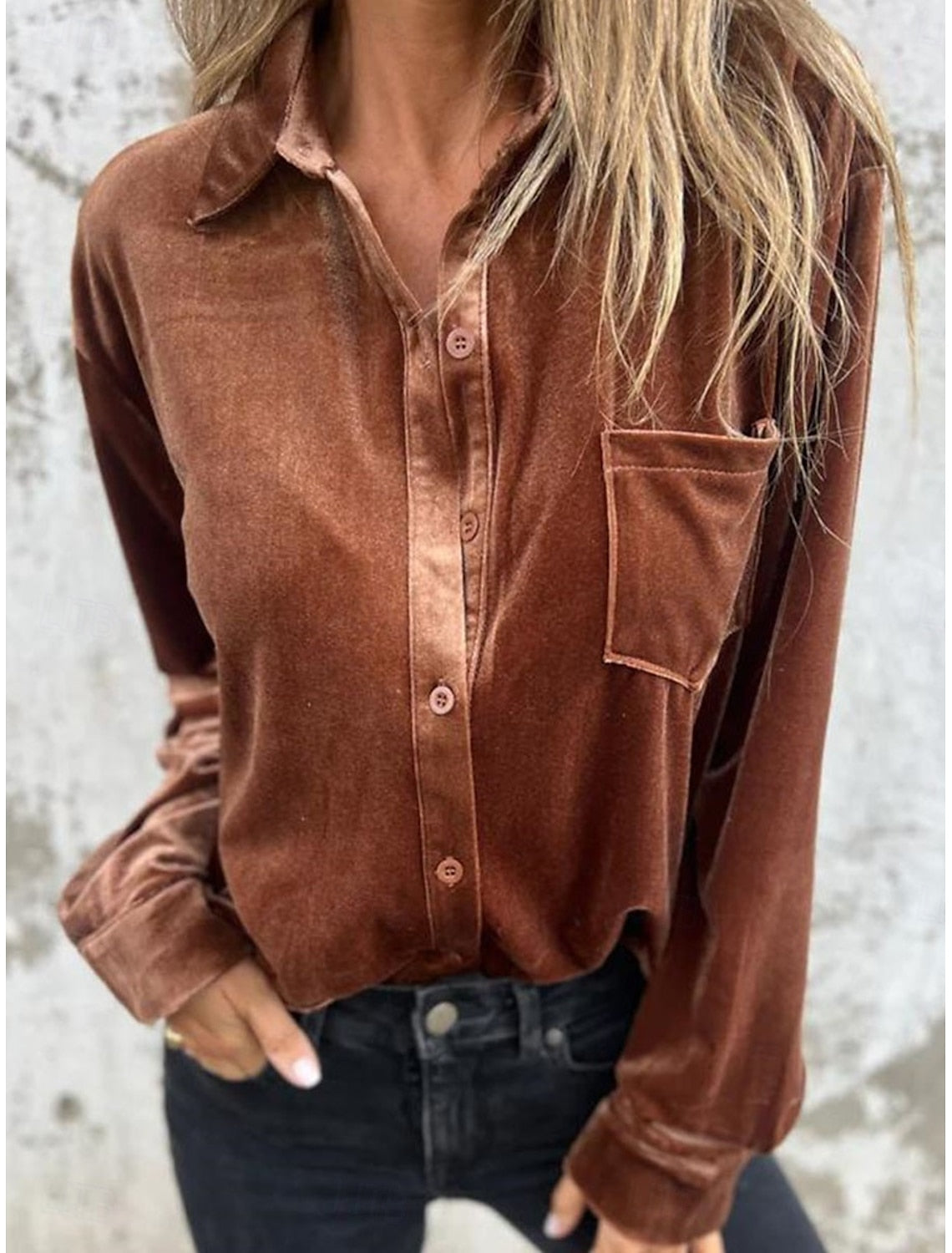 Dames Blouse Fluweel Zachte Pasvorm