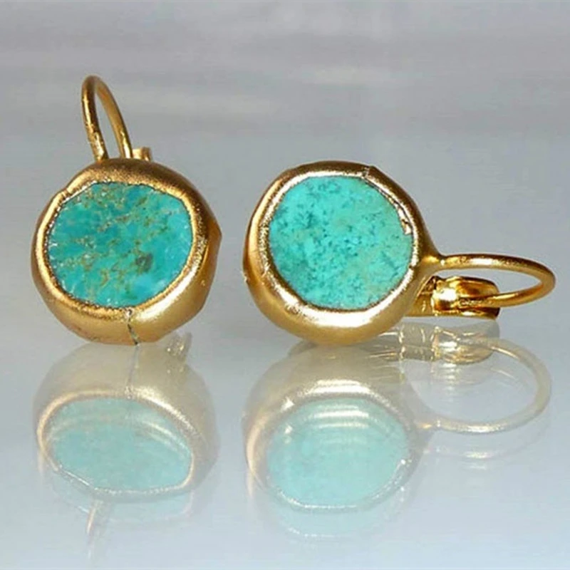 Turkoois Oorbellen Goud Kleur Uniek Design - Mode Vibes
