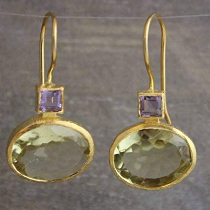 Gouden Oorbellen met Groene Kristal Vintage Stijl - Mode Vibes