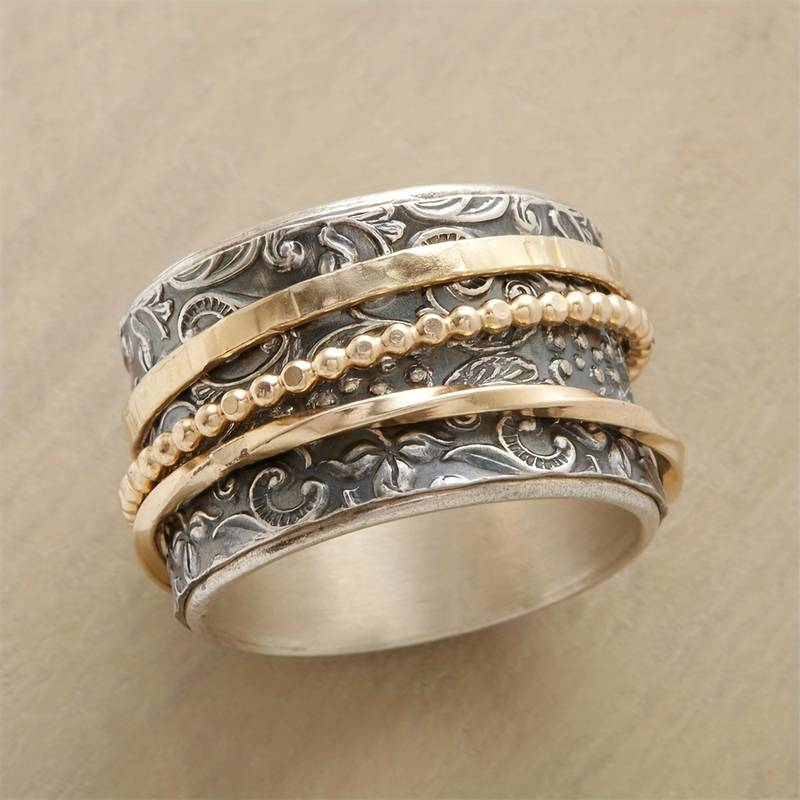 Antieke Gouden en Zilveren Ring Elvira Vintage Stijl - Mode Vibes