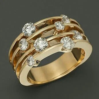 Gouden Ring met Zirkonia en Gelaagd Design - Mode Vibes