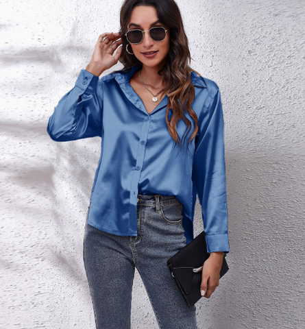 Vrouwen Blouse Lange Mouwen Knoopsluiting Elegance