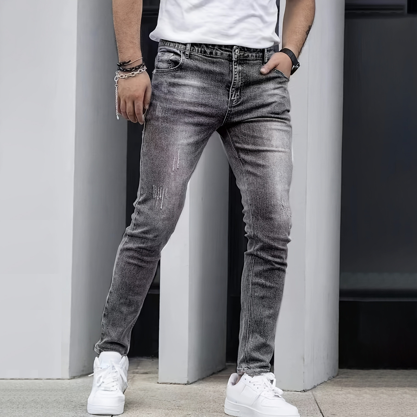 Slim Fit Jeans Heren Comfortabele Denim Stof