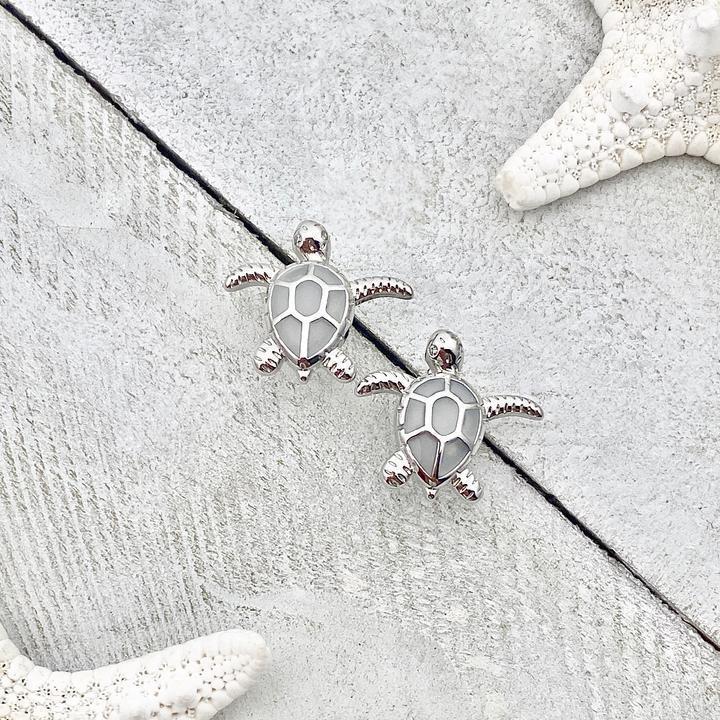 Zilveren Oorbellen met Opaal Schildpad Design